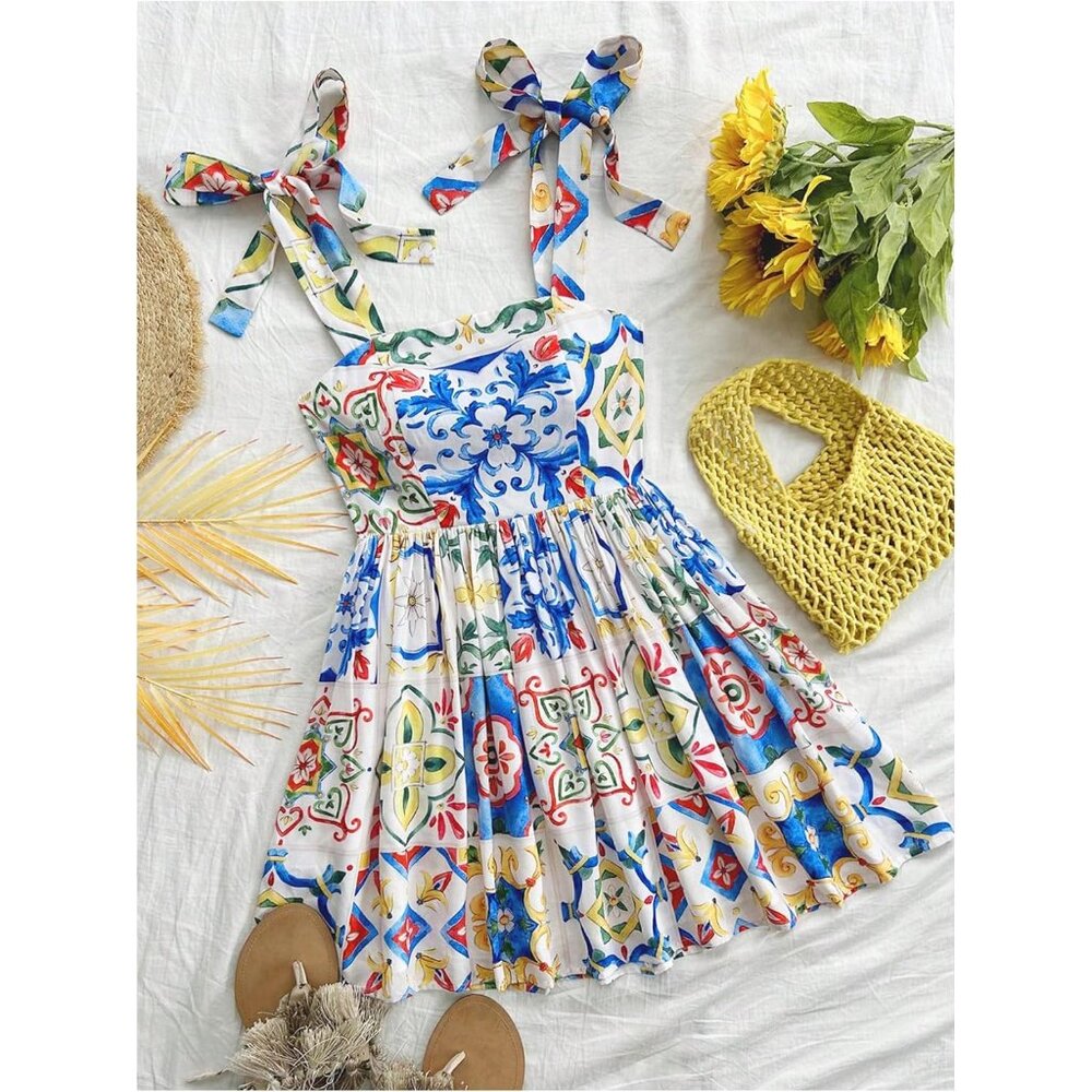 Colorful Patterned Mini Dress - Picture 2 of 6
